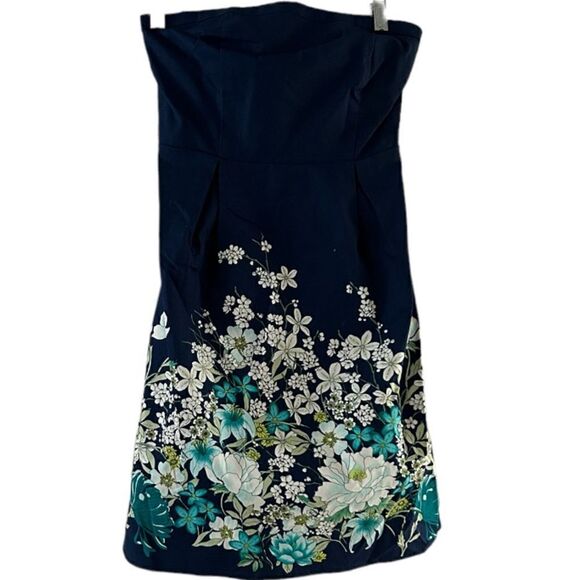 NEW Old Navy Blue Floral A Line Strapless Mini Dress size 4 - Picture 3 of 10
